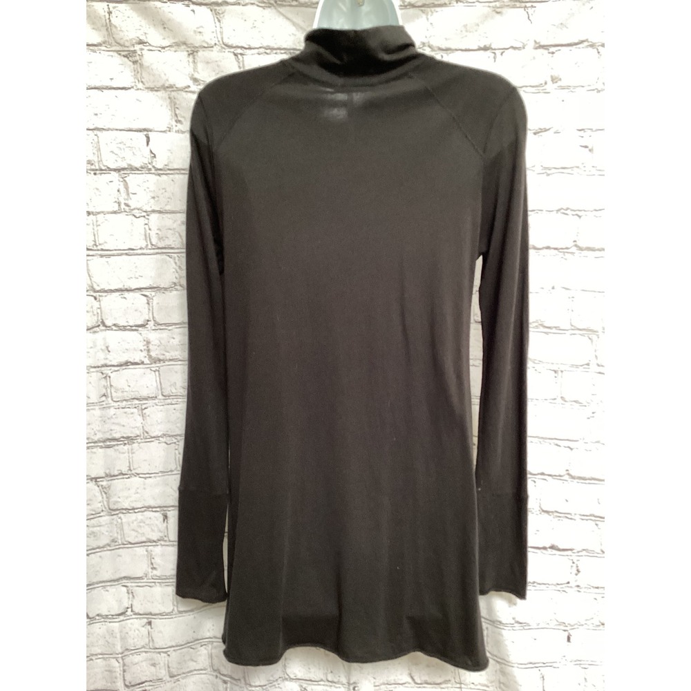 Free People Black Mock Neck Long Sleeve Dress Jersey Knit Boho XS
